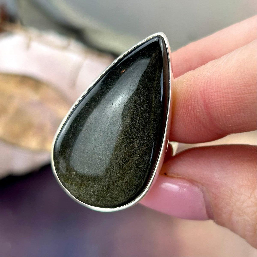Gold Sheen Obsidian Ring
