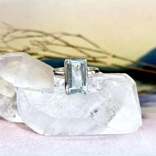 Aquamarine Emerald Cut Ring