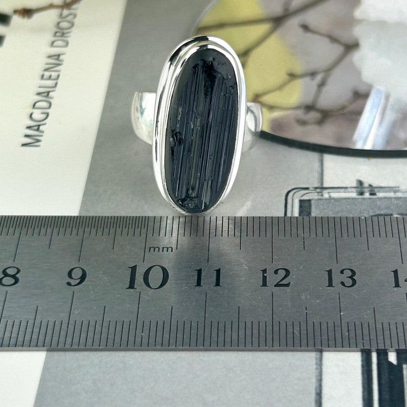 Large Black Tourmaline Crystal Ring