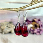 Cherry Amber Teardrop Earrings
