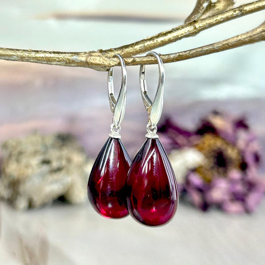 Baltic Cherry Amber Teardrop Earrings