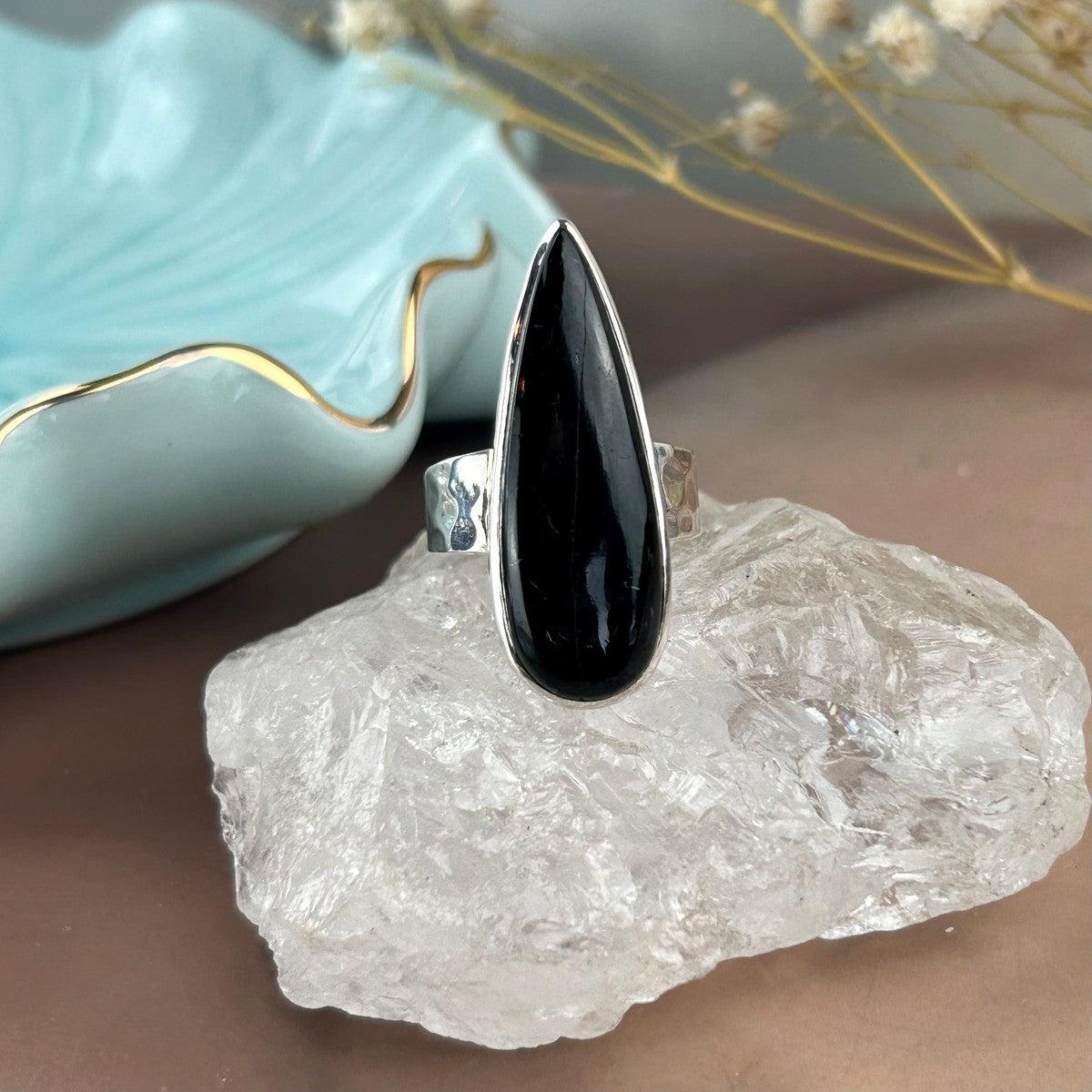 Elongated Teardrop Crystal Ring