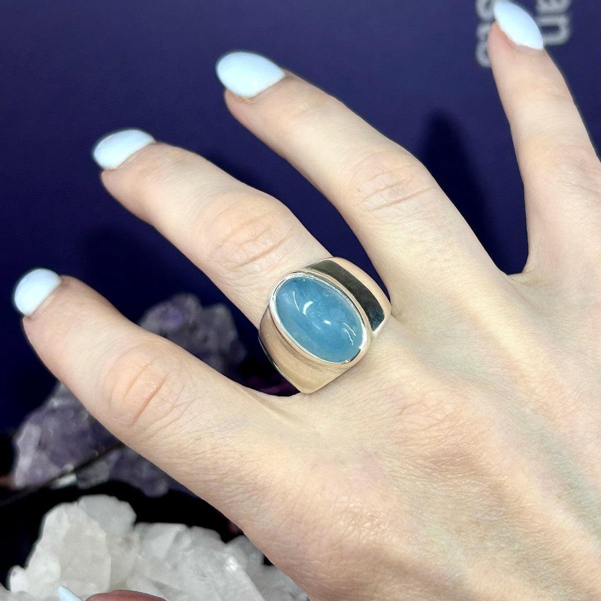 Chunky Band Aquamarine Ring