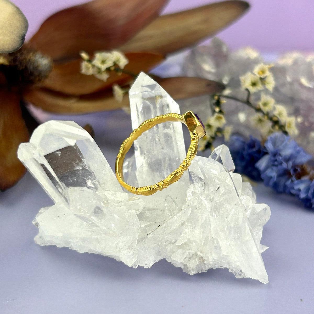 Ornate Design Amethyst Ring