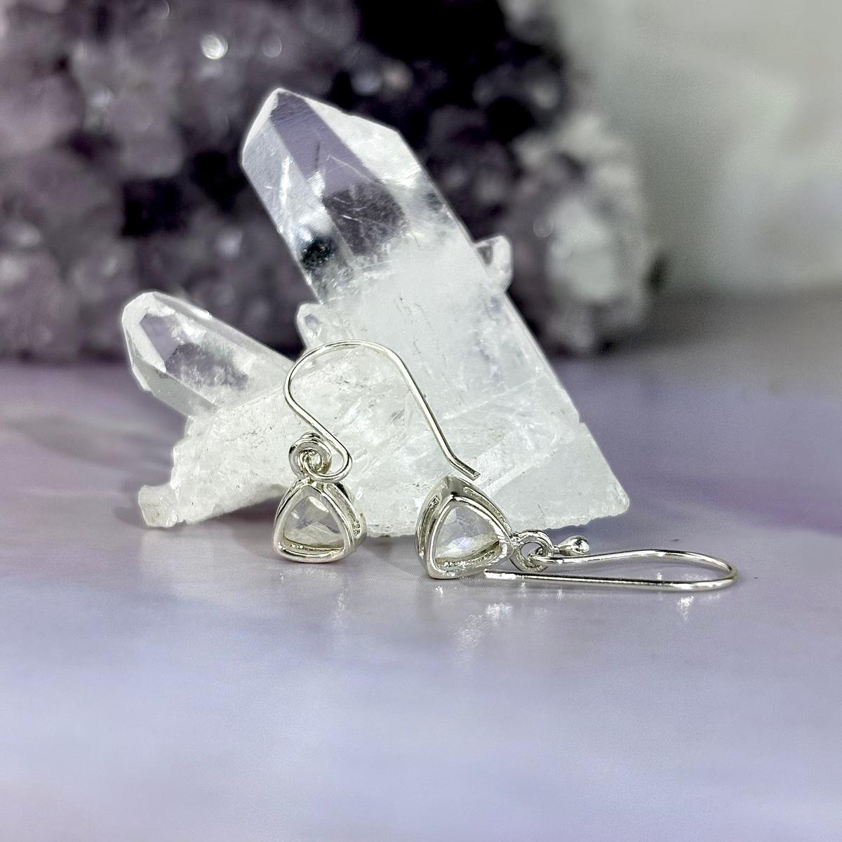 Moonstone Triangle Drop Earrings