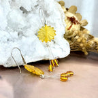 Yellow Amber Double Drop Earrings