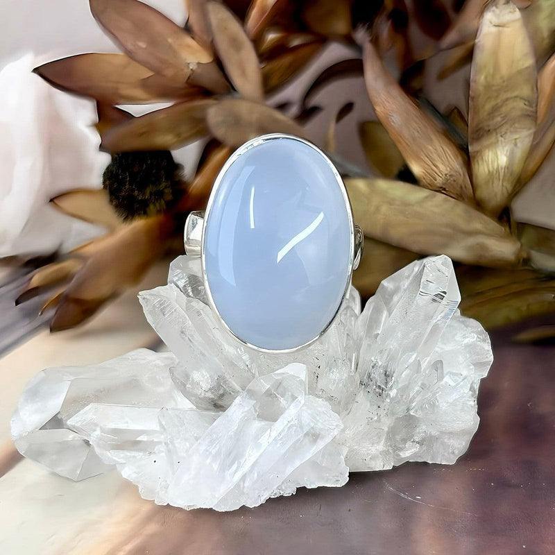 Blue Chalcedony Oval Ring