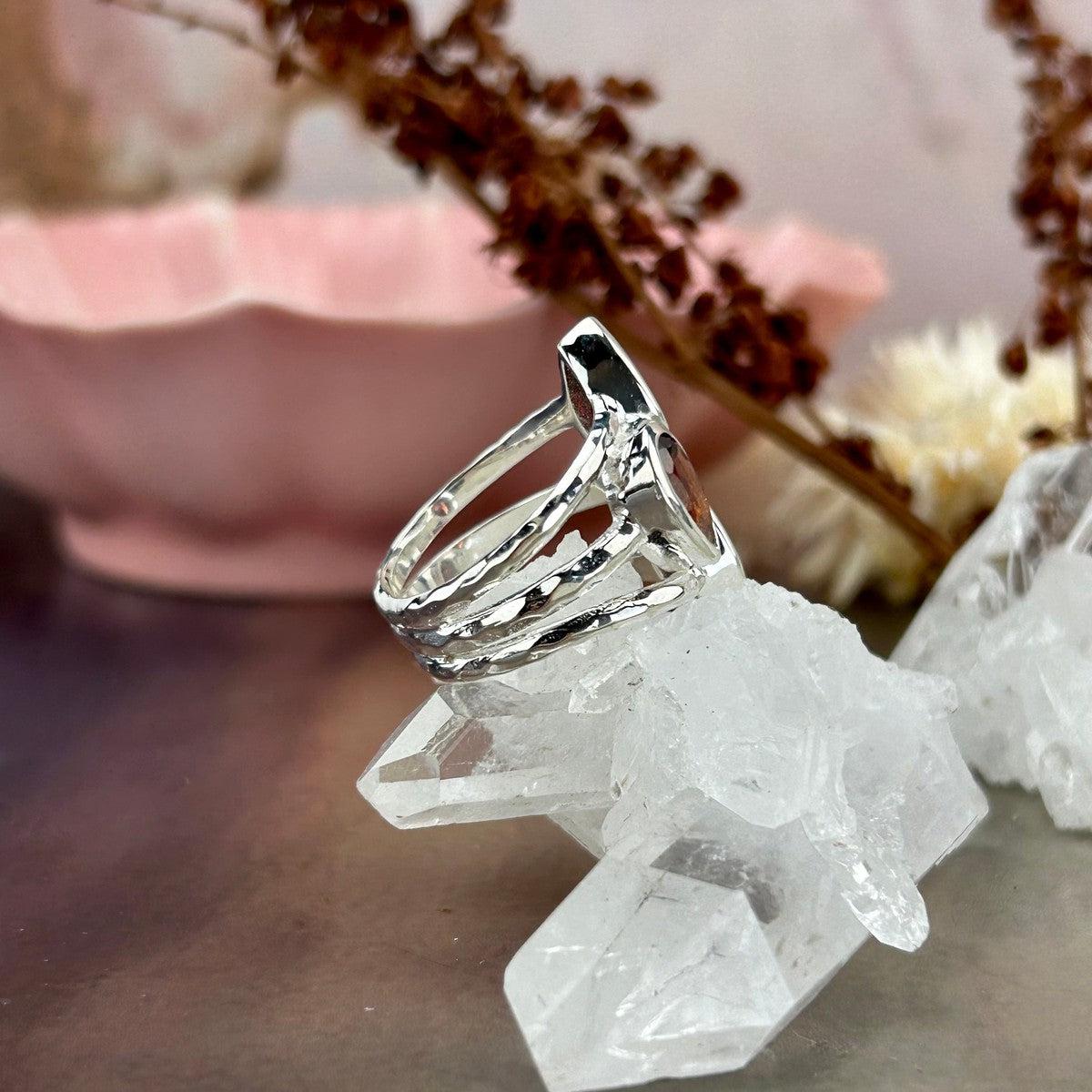Three Stone Garnet Ring