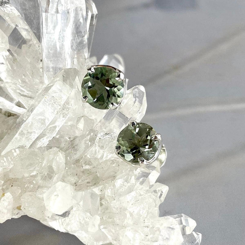 Green Amethyst Stud Earrings