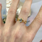 Aquamarine Cross Wave Gold Ring