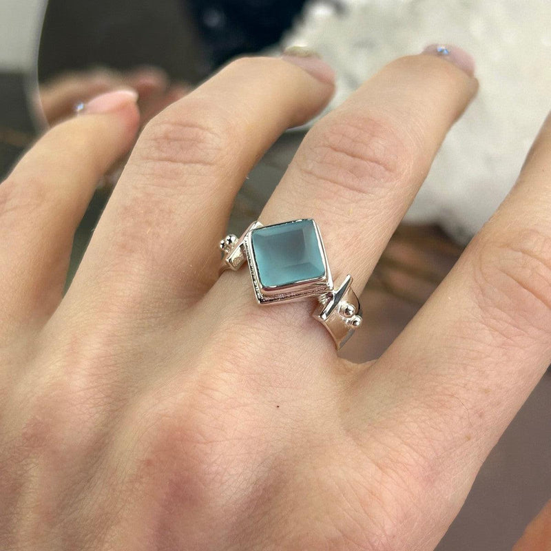 Blue Crystal Silver Ring