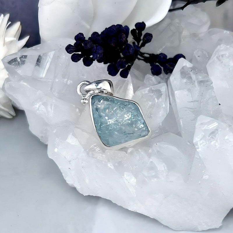 Unpolished Aquamarine Crystal Pendant