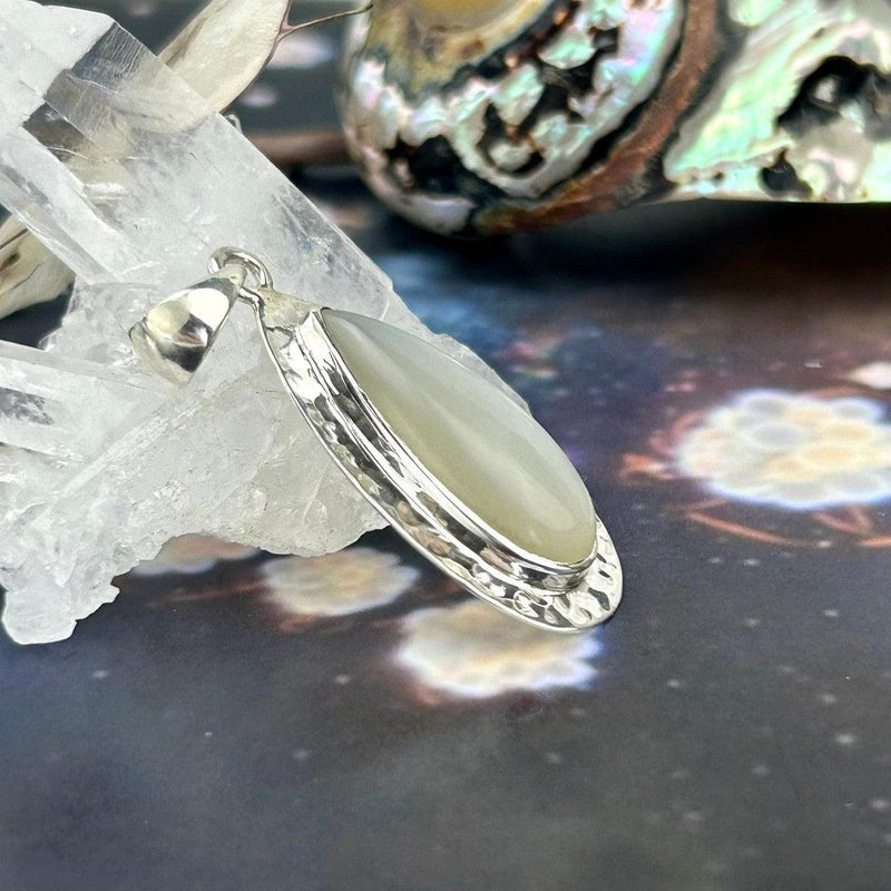 Battered Silver Crystal Pendant