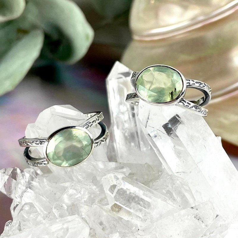 Prehnite Oval Cut Ring