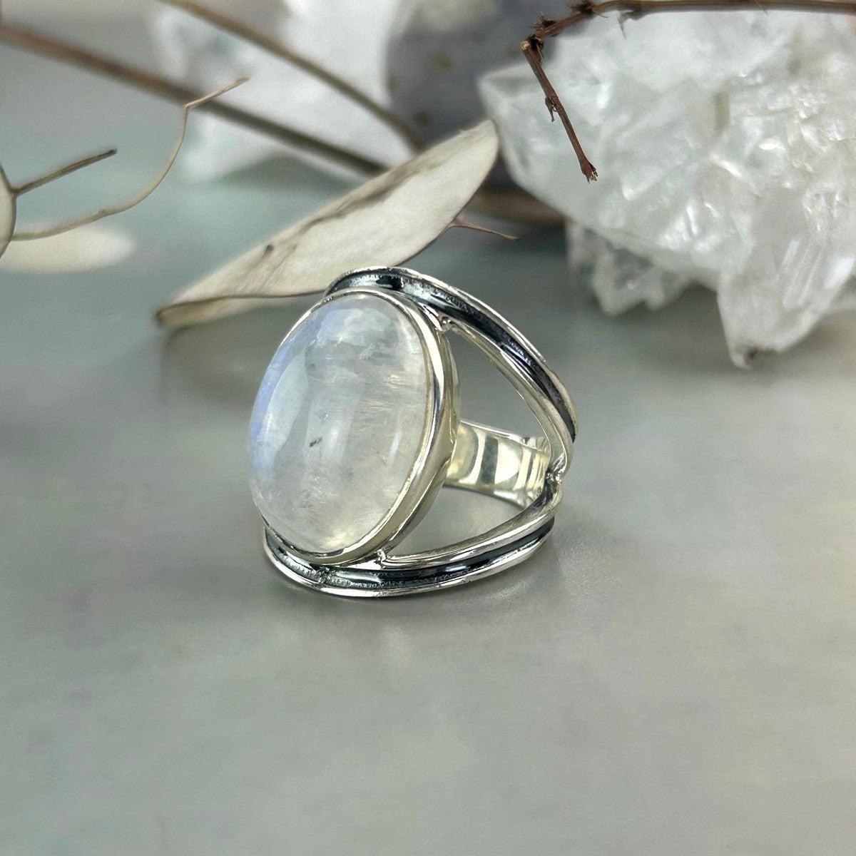 Modern Moonstone Ring