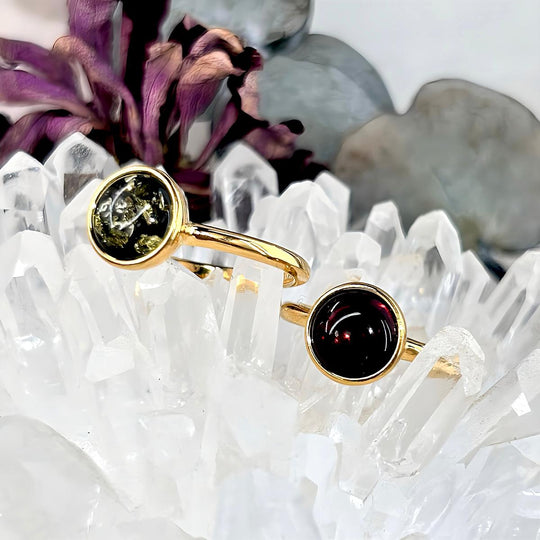 Baltic Assorted Amber Gold Plated Rings