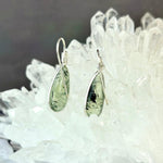 Prehnite With Epidote Elongated Teardrop Drop Earrings