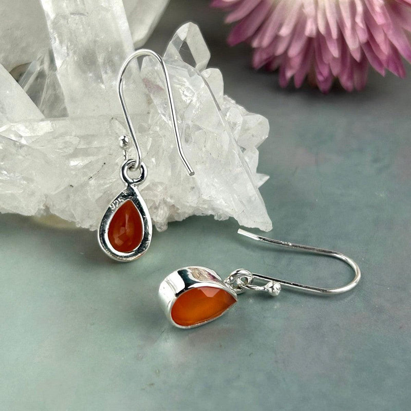 Carnelian Petite Silver Earrings