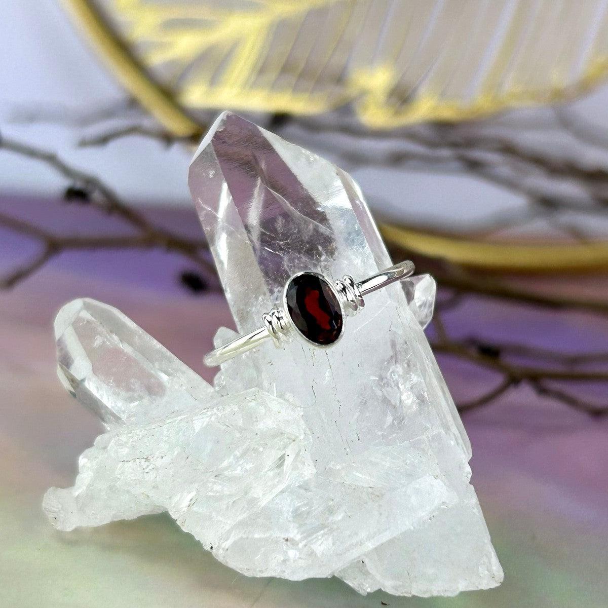 Garnet Fine Silver Ring