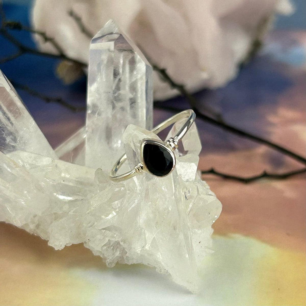 Black Onyx Thin Band Ring