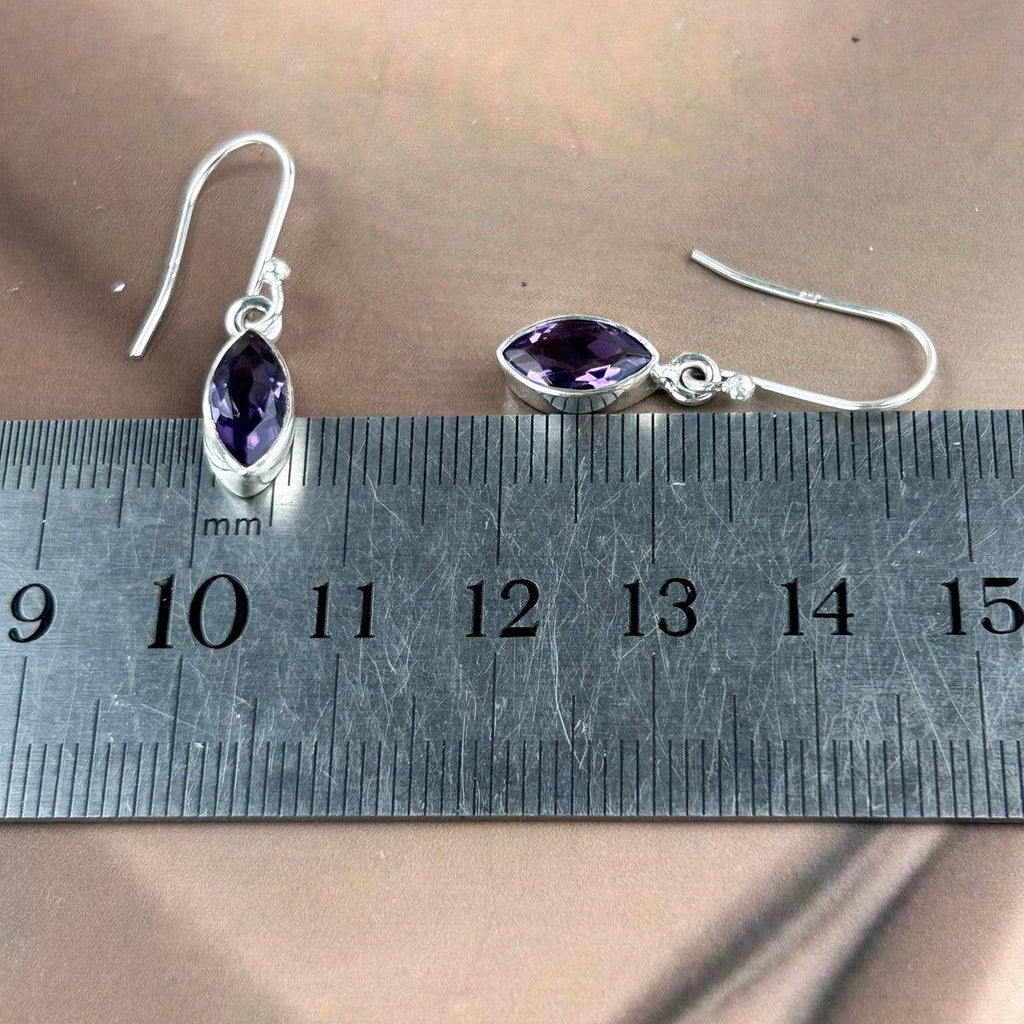 Amethyst Leaf Shape Drop Earrings