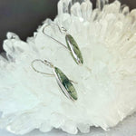 Prehnite With Epidote Elongated Teardrop Drop Earrings