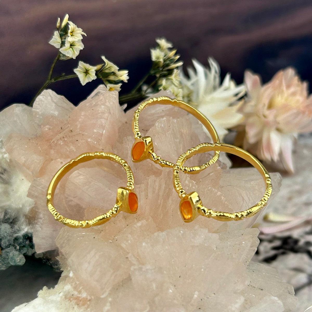 Orange Stone Gold Ring