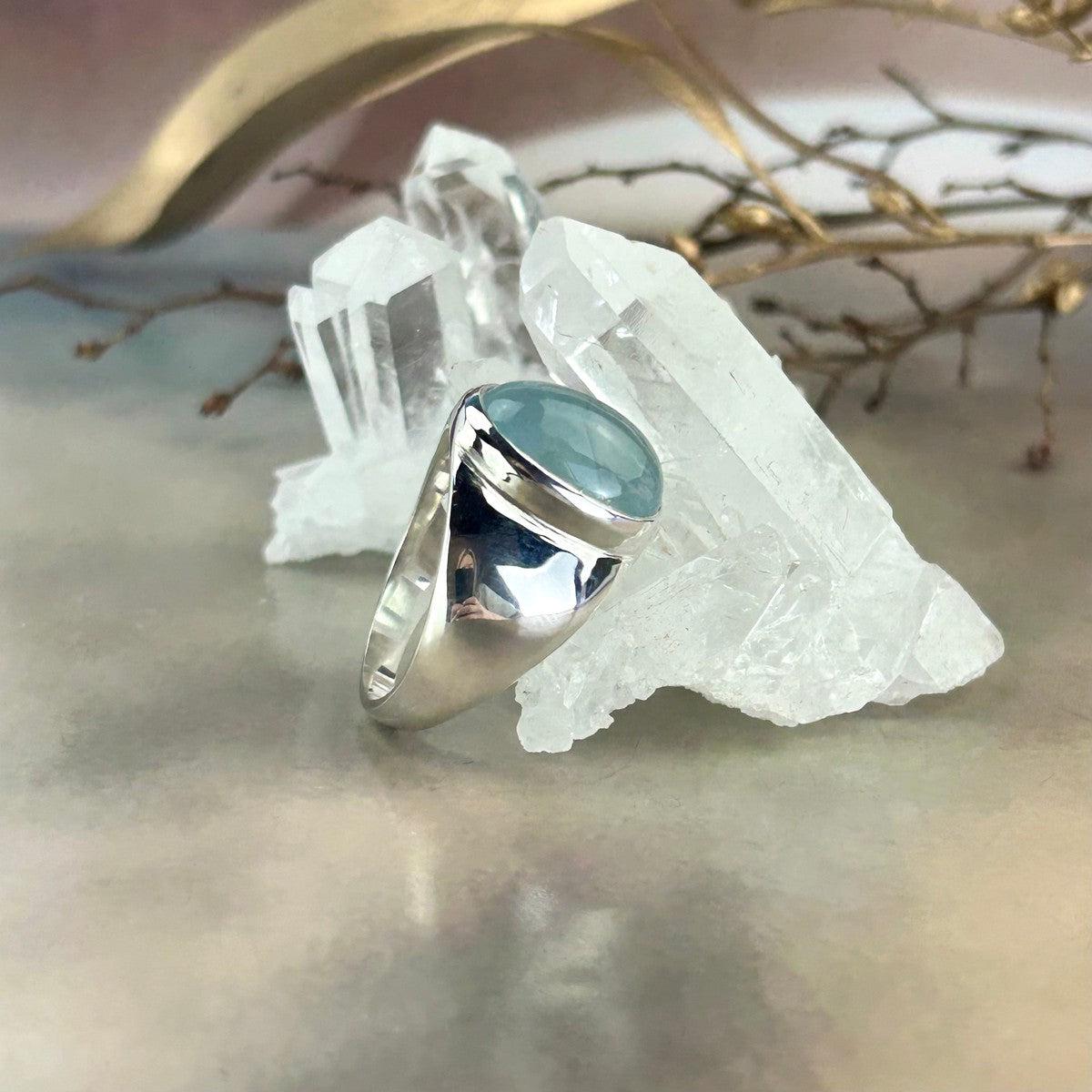 Wide Band Crystal Ring