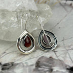 Garnet Teardrop Contemporary Drop Earrings