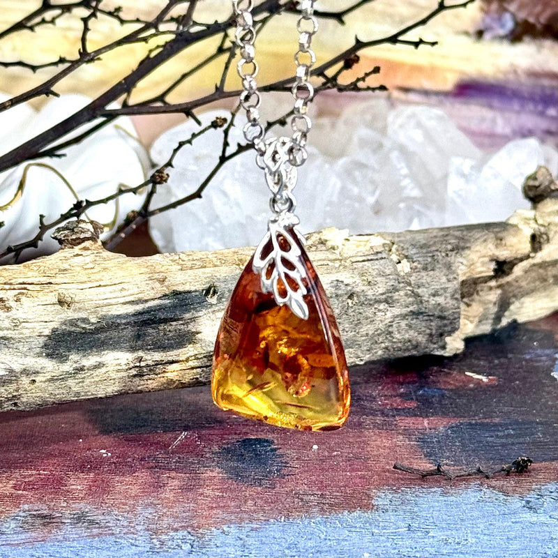 Amber In Sterling Silver Pendant