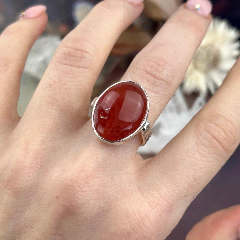 Red Stone Silver Ring