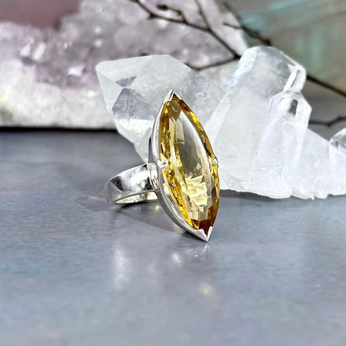 Pointed Oval Citrine Ring