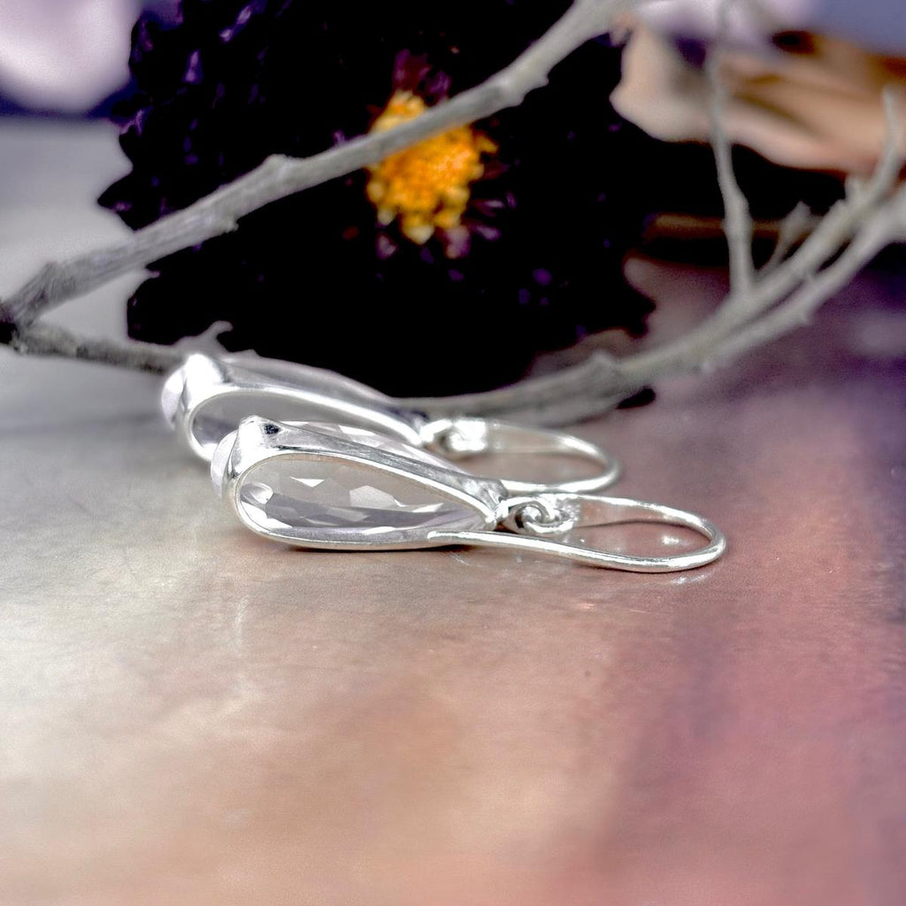 Rose Quartz Silver Earrings