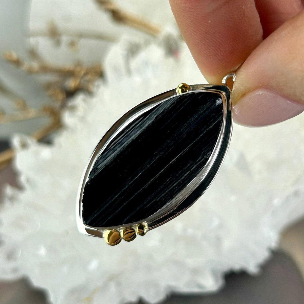 Black Tourmaline Raw Assorted Shape Pendants