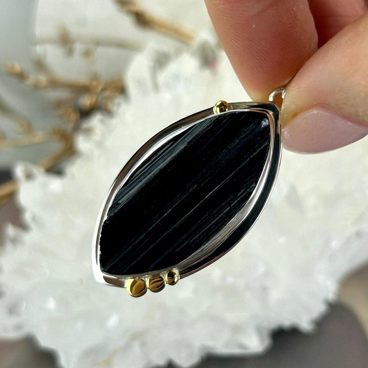 Black Tourmaline Raw Assorted Shape Pendants