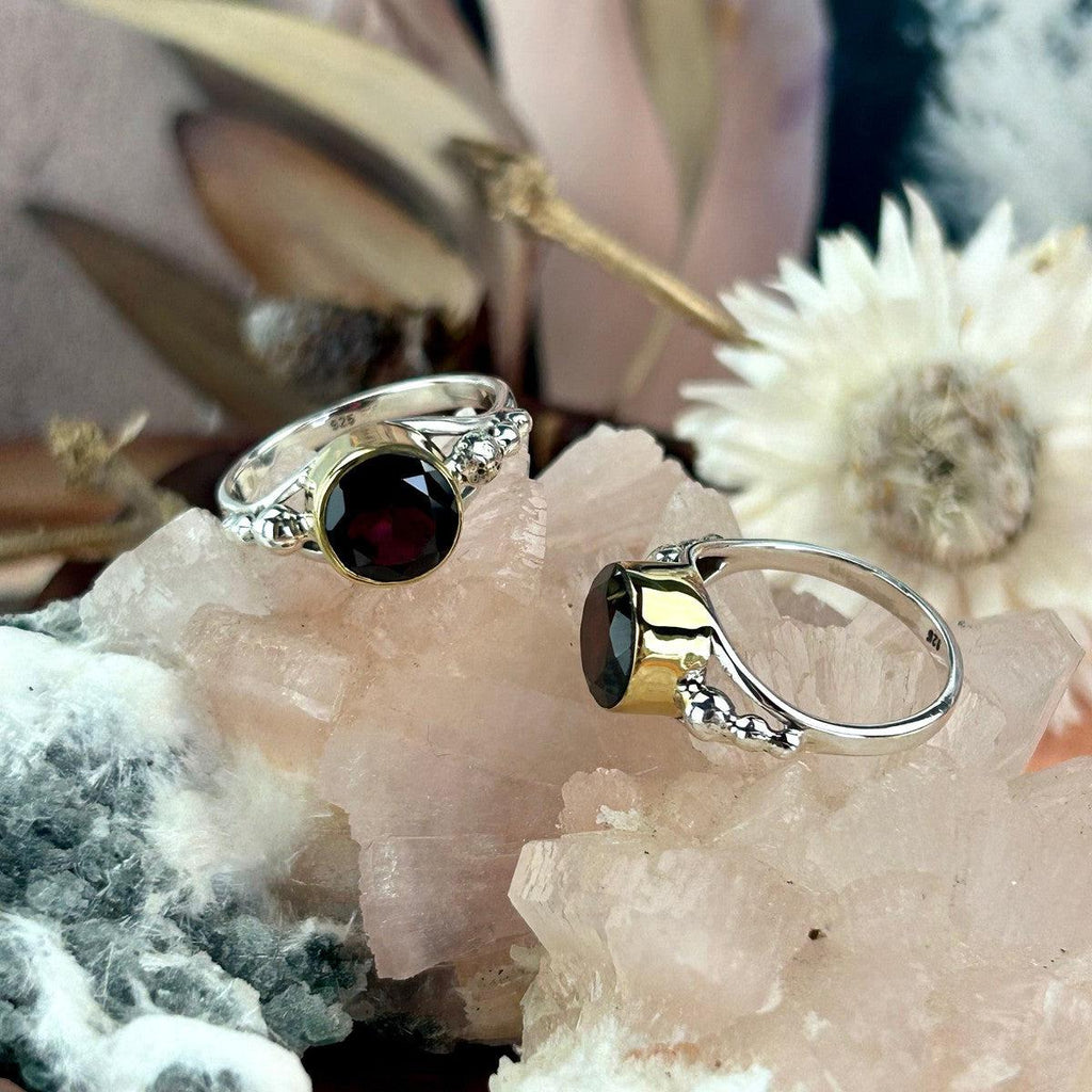Garnet Silver And Gold Ring