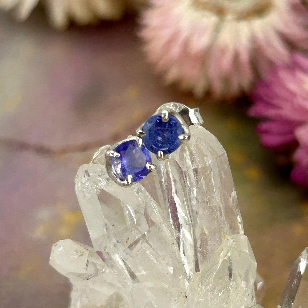Round Blue Crystal Studs