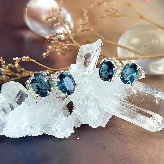 Kyanite Oval Cut Stud Earrings