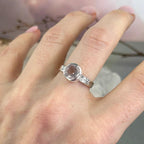 Pink Crystal Silver Ring