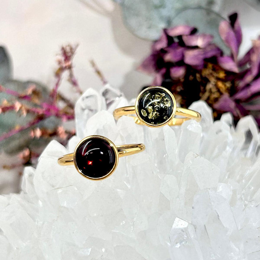 Genuine Baltic Amber Gold Ring