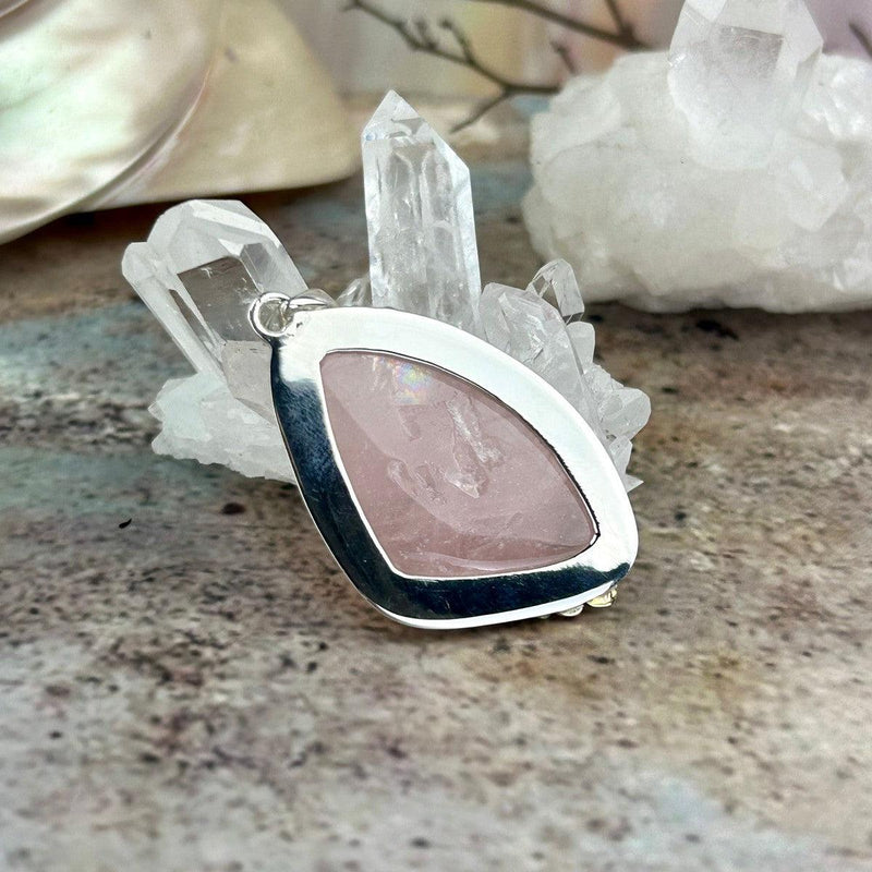 Pink Crystal In Sterling Silver Pendant