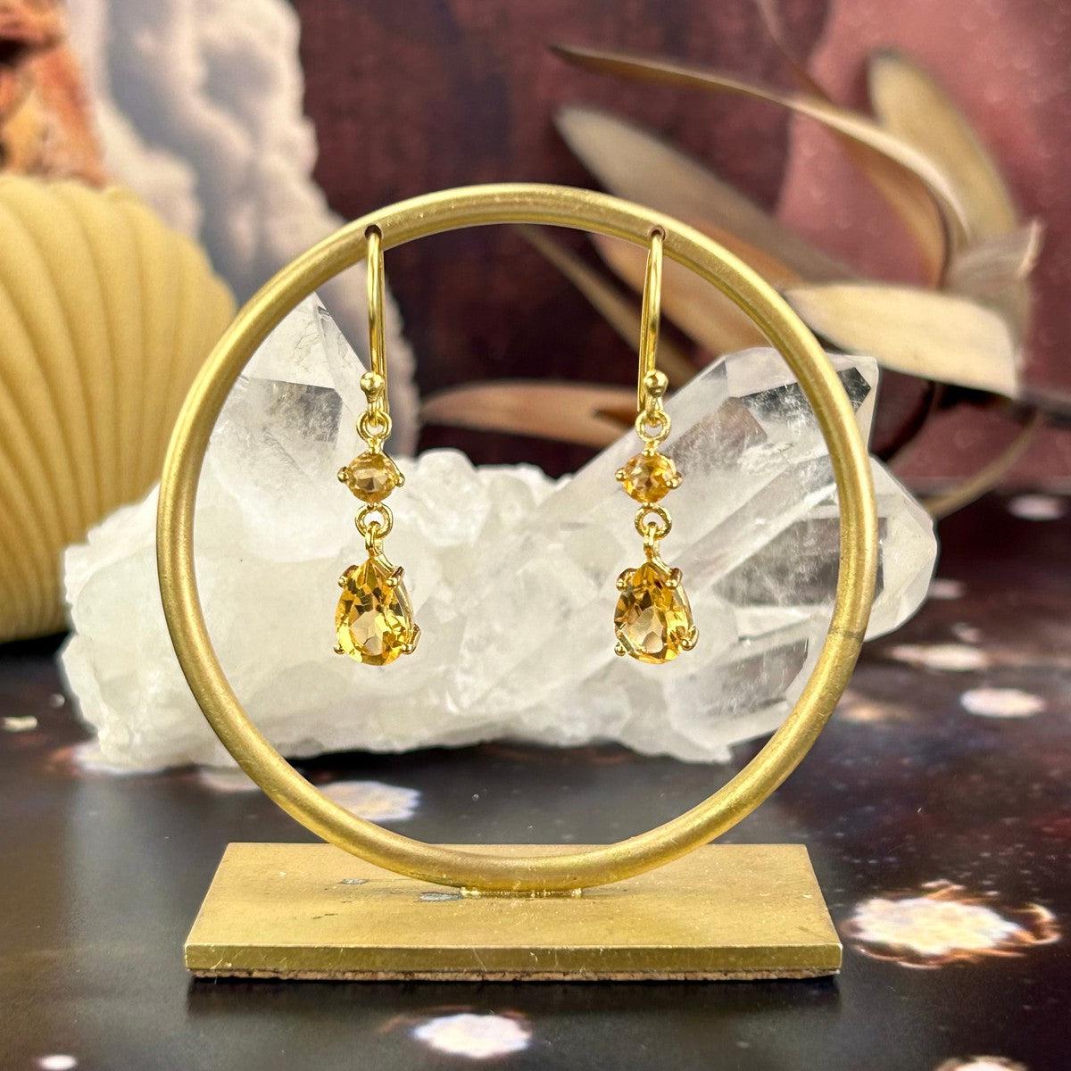 Double Drop Citrine Earrings
