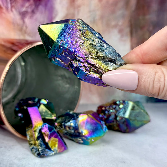 Titanium Rainbow Aura Quartz Points