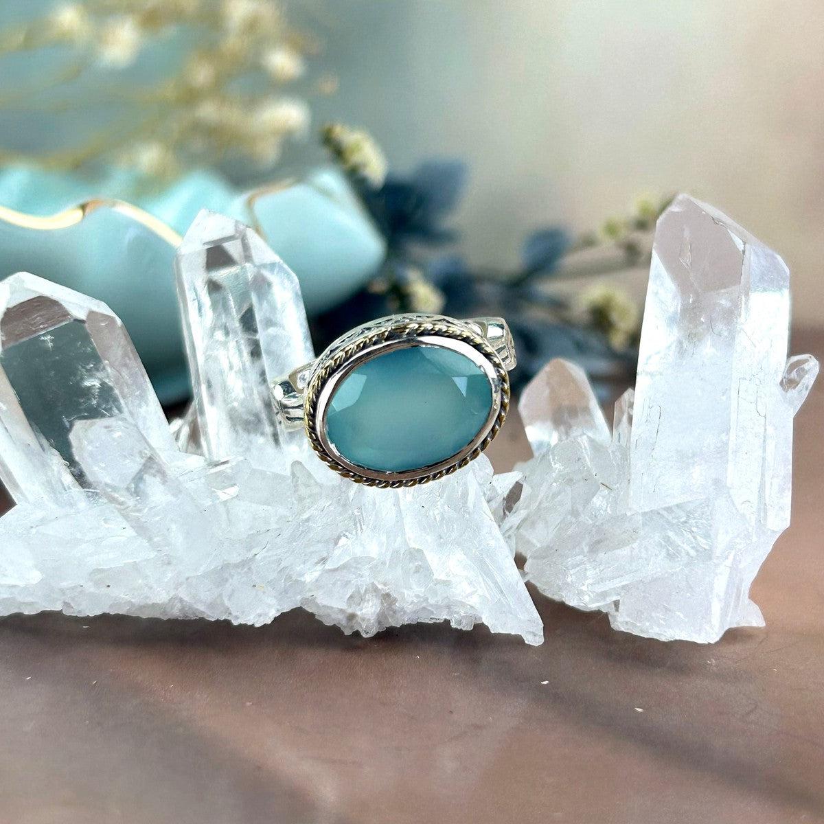 Oval Cut Blue Stone Ring