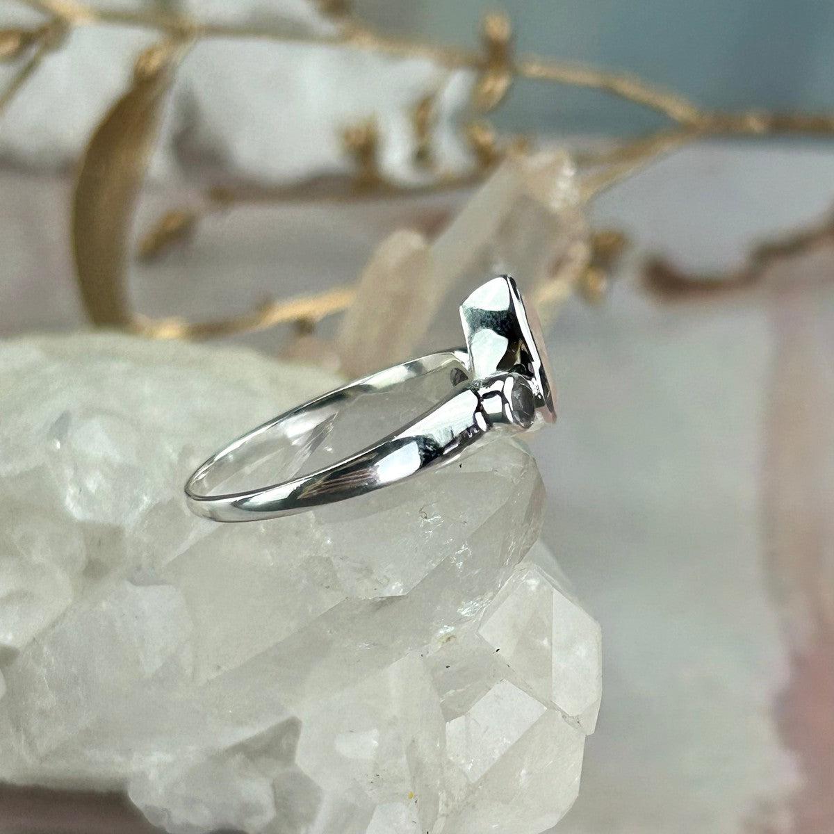 Women's Large Size Rose Quartz Ring