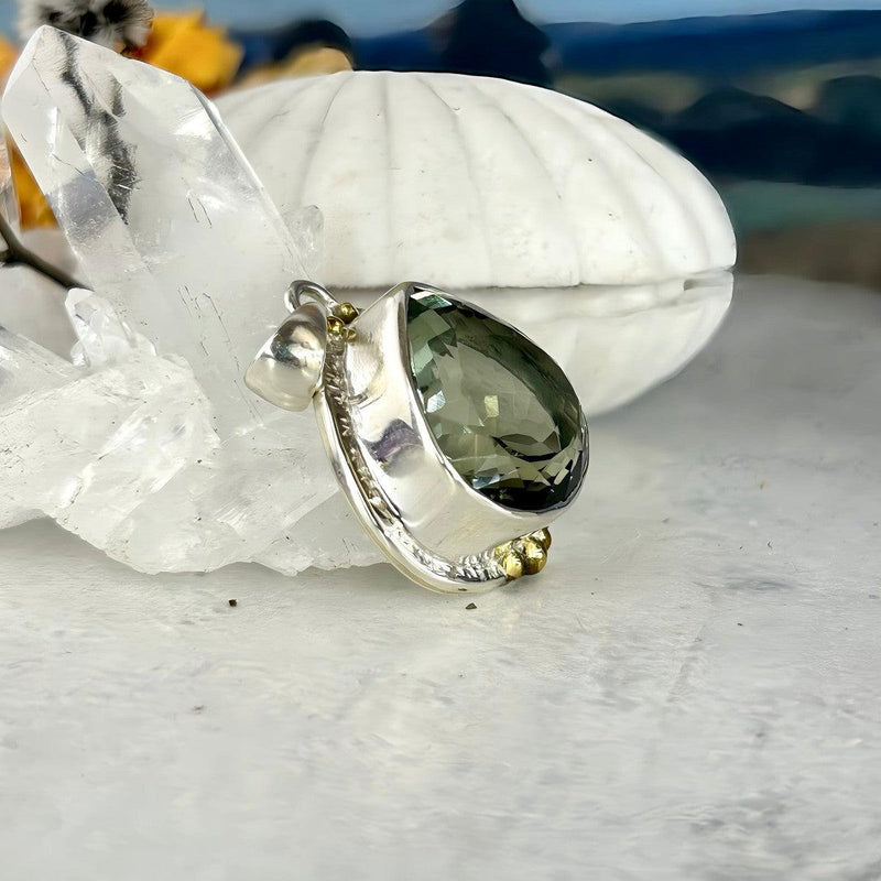 Green Amethyst Pear Cut Pendant