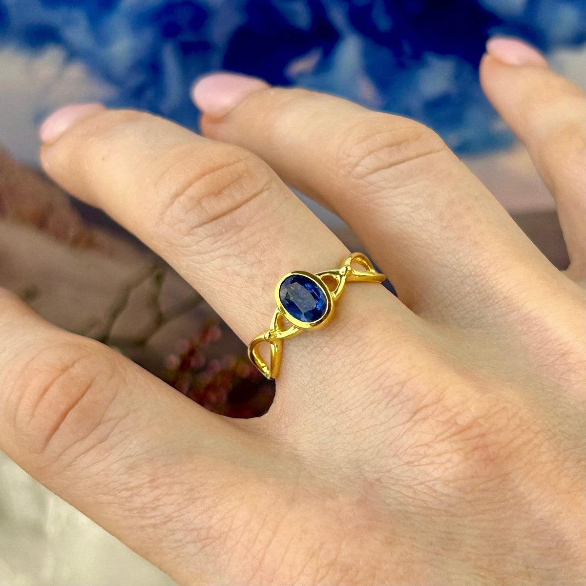 Oval Cut Blue Gemstone Ring