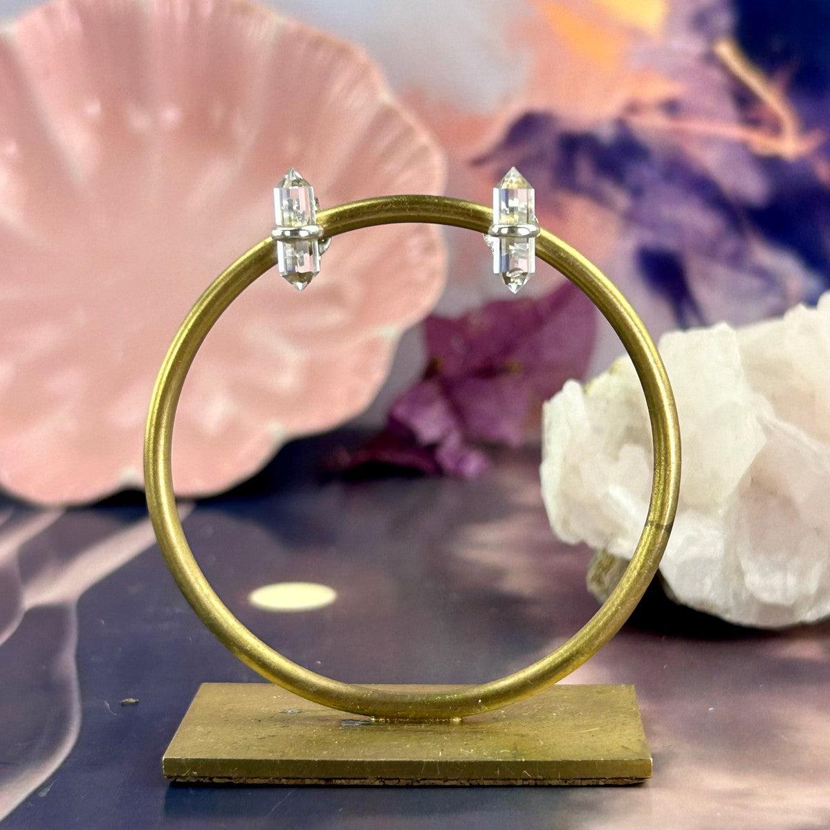 Crystal Bar Stud Earrings