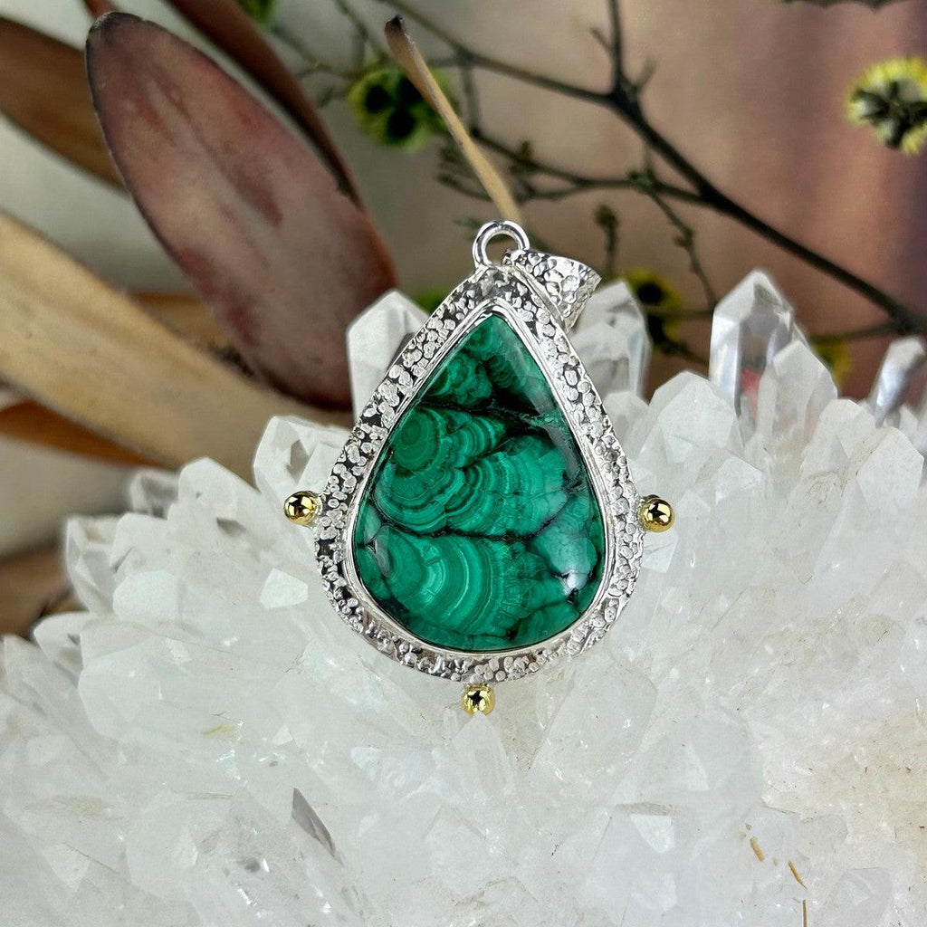 Green Stone Teardrop Pendant