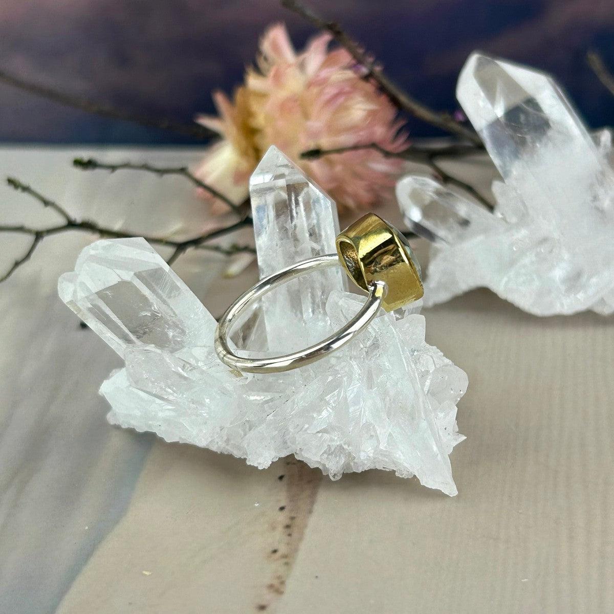 Green Amethyst Square Cut Ring